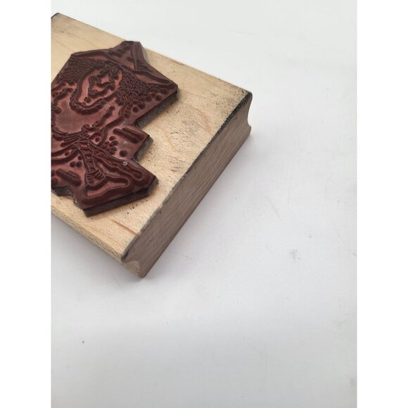 Great Impressions Wood Mounted Rubber Stamp Whimsical Witch Broom Fall Halloween - Picture 4 of 6